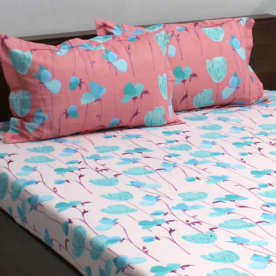 Bombay Dyeing Ivyrose 110 Tc 100% Cotton Queen Bedsheet With 2 Pillow Covers - Pink