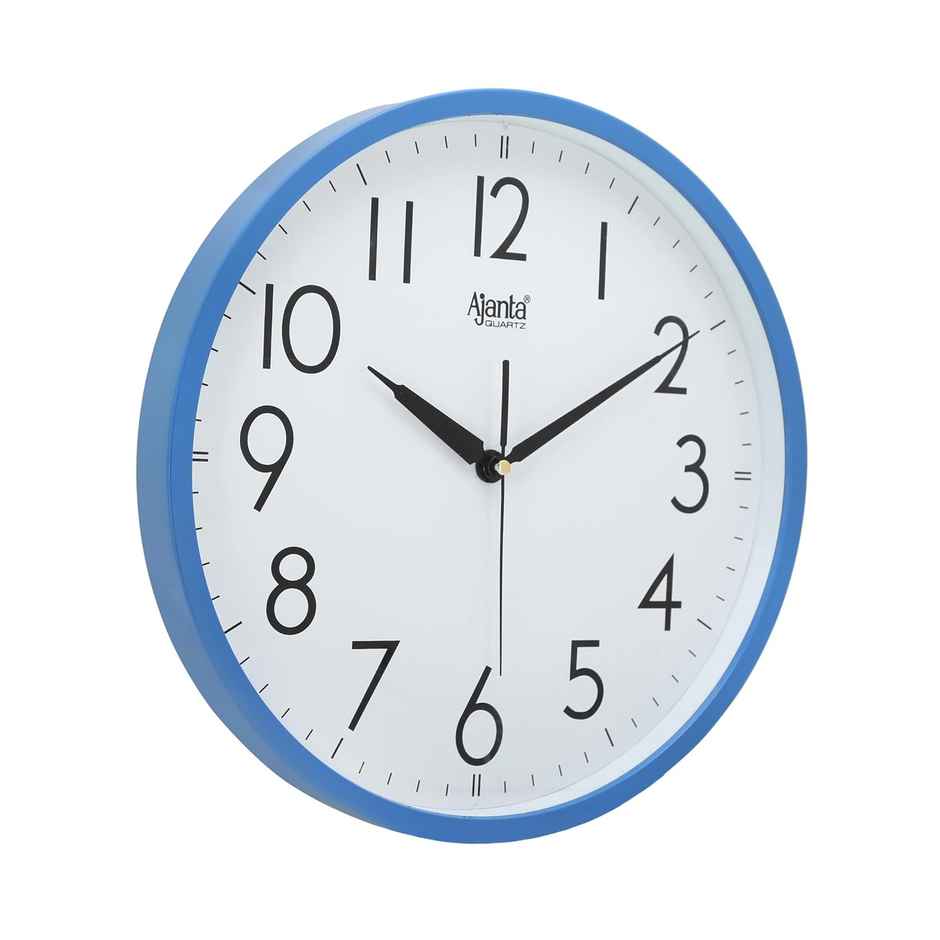 Ajanta Analog 30 cm x 30 cm Wall Clock | Blue | With Glass | Standard