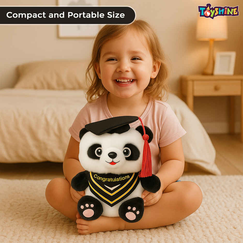 Spanker Graduation Panda Cute Plush Panda with Cap - 21 cm