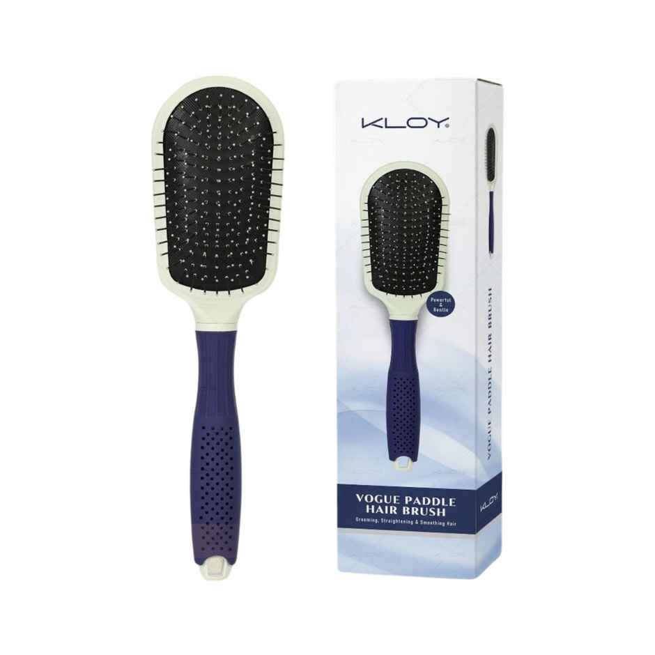 Vogue Paddle Hair Brush with Large Coverage, Flexible Soft Ball-Point Bristles for Men & Women | Blue
