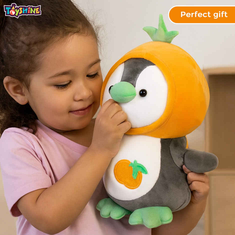 Spanker Penguin Soft Toy Cute Plush with Orange Hood - 28 cm