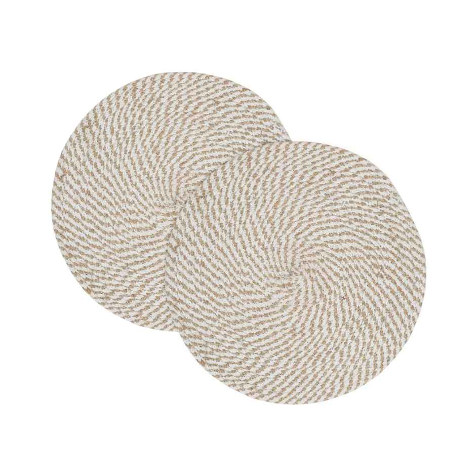 Hosta Homes Pure Cotton White & Beige Reversible Table Place Mats | Pack of 2