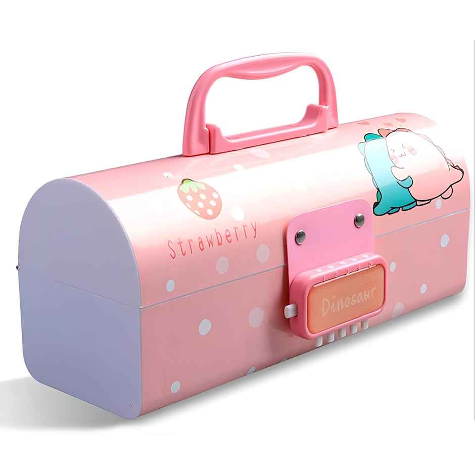 Toyshine Pencil Box with Code Lock Pen Case | Large Capacity | Multi-layer | Dino Multicolor