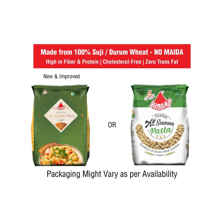 Bambino All Season Premium Fusilli Pasta - Pure Durum Wheat, No Maida, Protin Rich