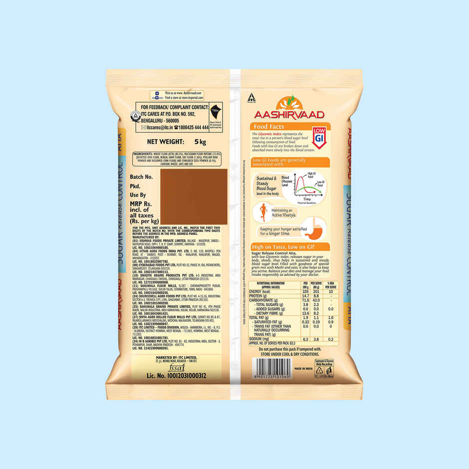 Aashirvaad Low Gi Atta | Sugar Release Control, Diabetic Friendly