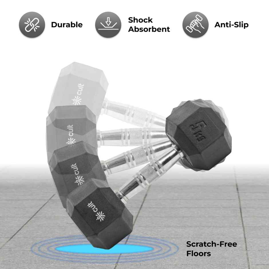 Cult Hex Dumbbell Set (5 kg X 2) | Black
