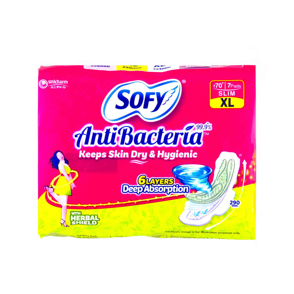 Sofy AntiBacteria XL Sanitary Pads | 6 Layer Deep Absorption | 290mm