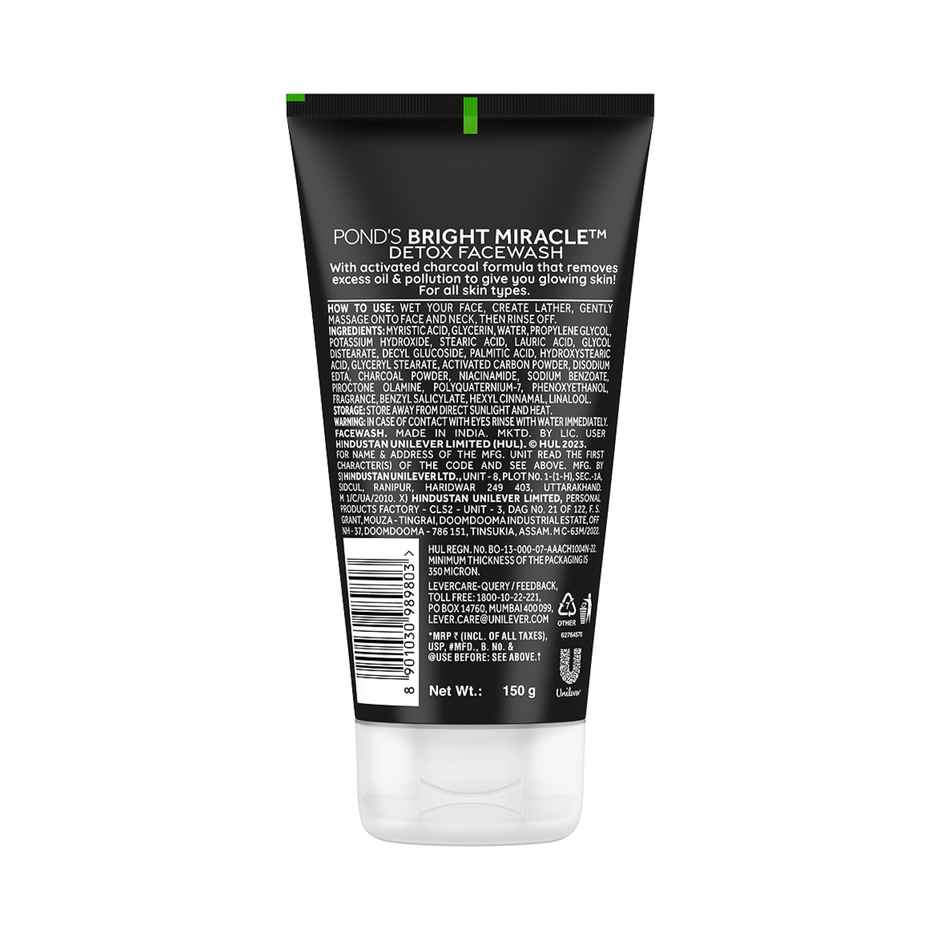Pond's Bright Miracle Detox Facewash With 10X Power Of Charcoal