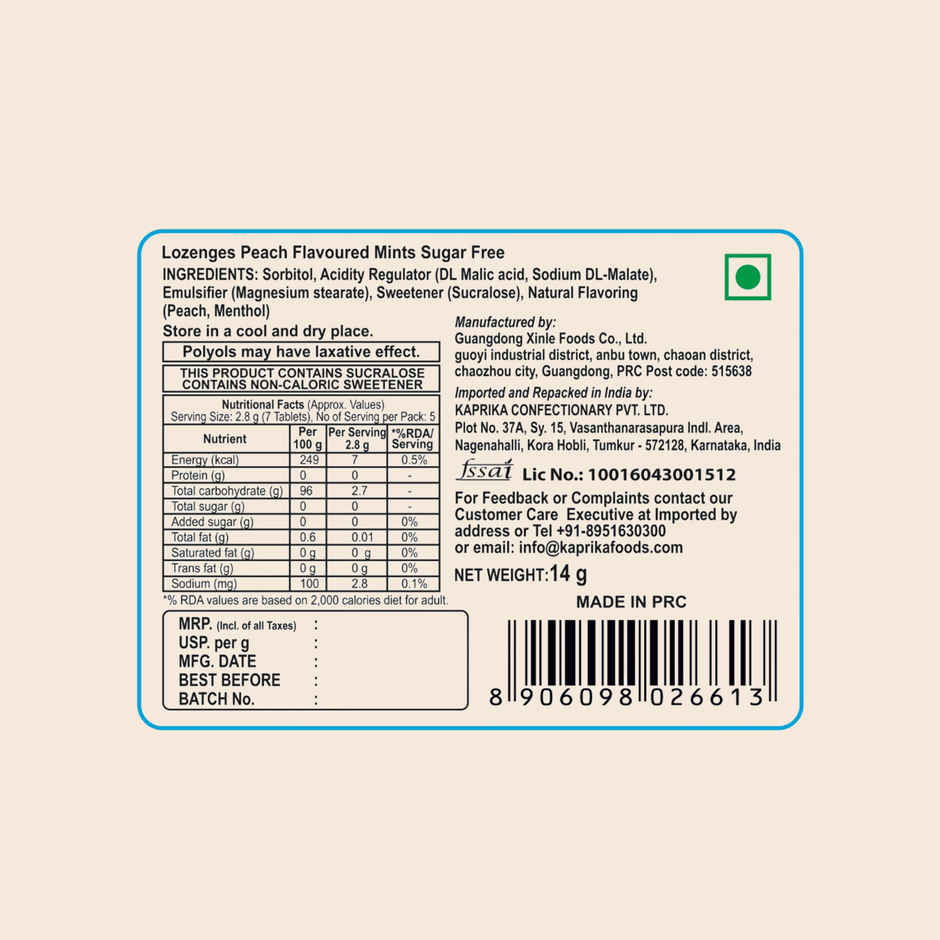 Americano Sugar Free Mint - Peach