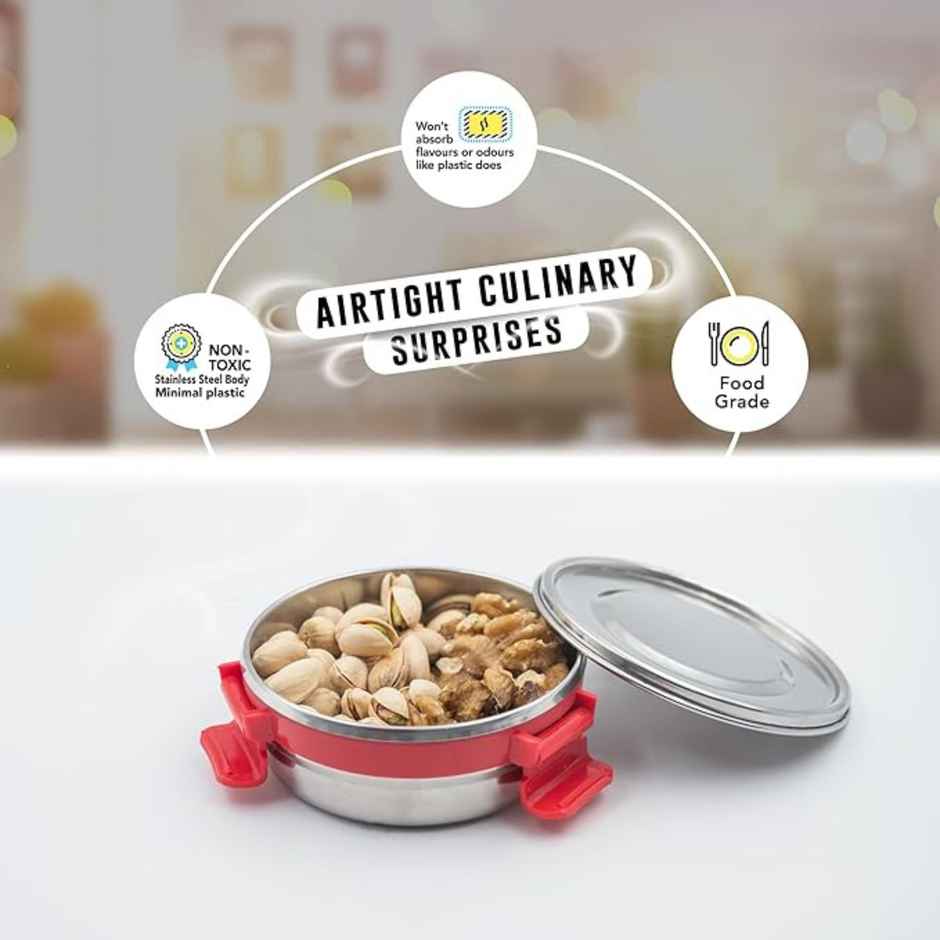 Veigo Maxoround - Stainless Steel Leakproof Dabbi (325Ml) Kitchen/Table/Freezer/Leftovers - Red