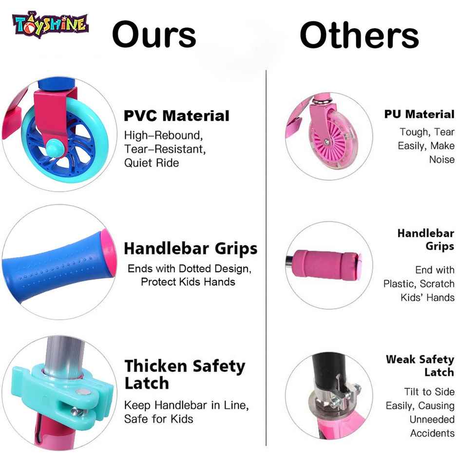 Toyshine Rodeo Runner 3 Wheel Kids Scooter (Pink, 3+ Years)(Box)