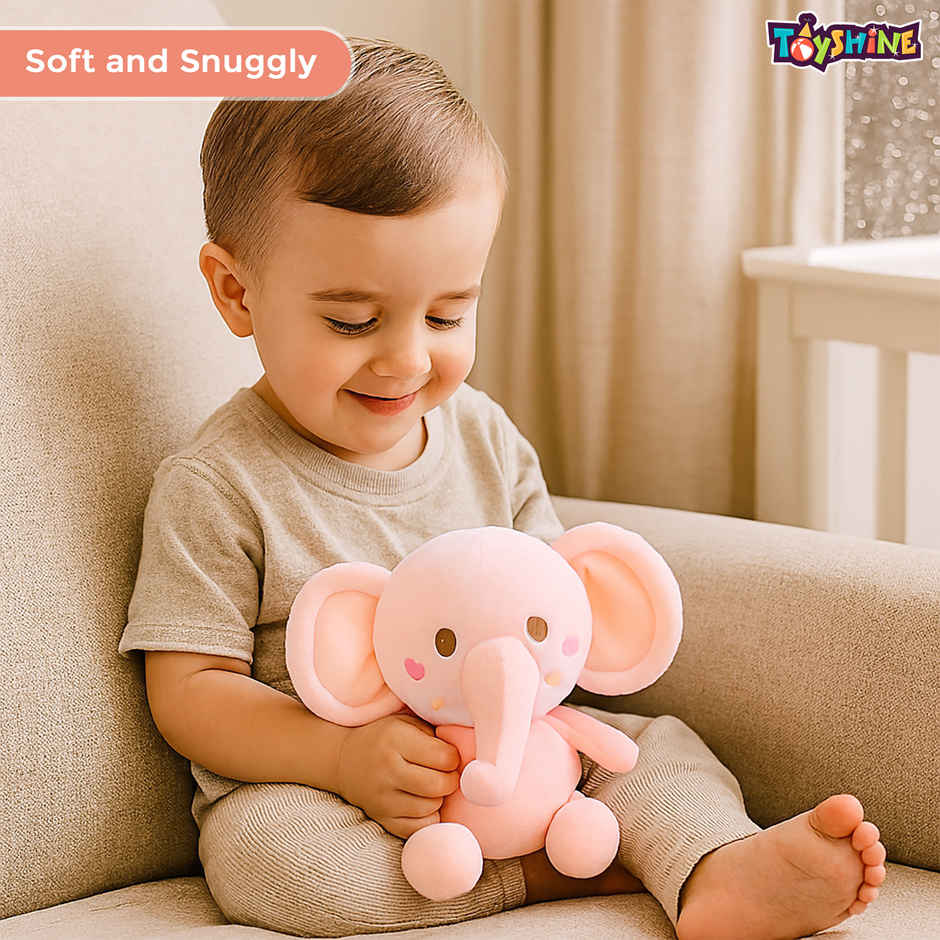Spanker Elephant Soft Toy Cute Mini Plush with Blush Cheeks | Pink - 17 cm