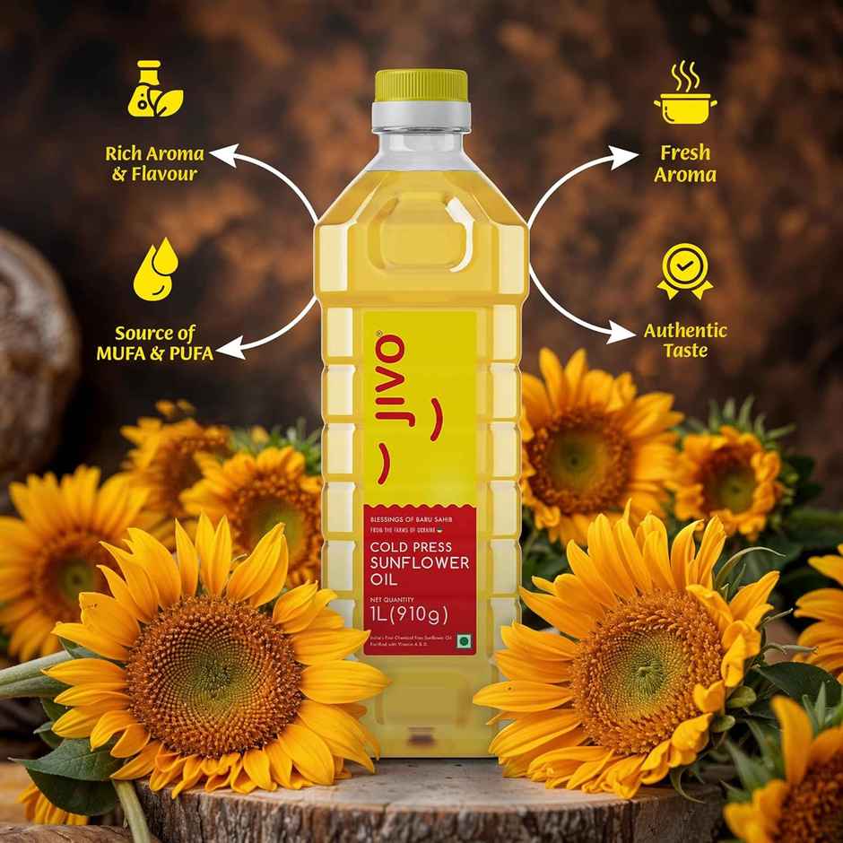 Jivo Sunflower Cold Pressed Oil | Vitamin Fortified Cooking Oil