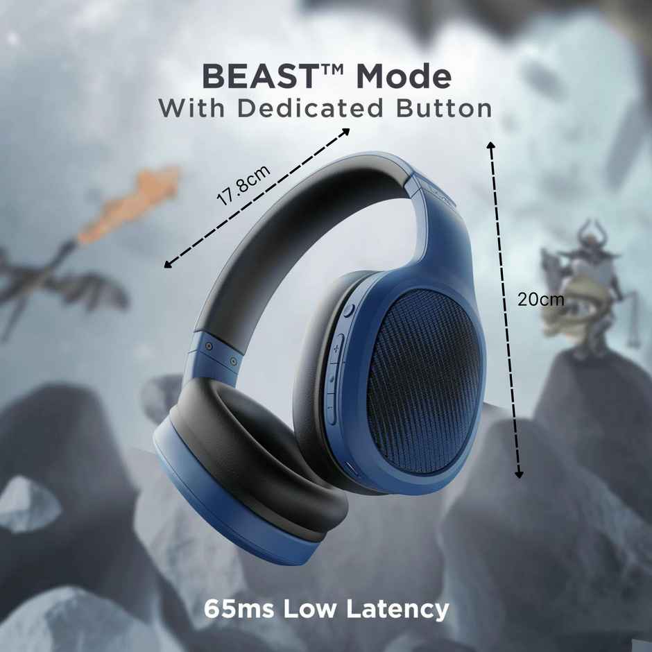 boAt Rockerz 460 Over Ear BT Headphones W/ 30H Playtime, 40Mm Drivers, Signature Sound (Bold Blue)