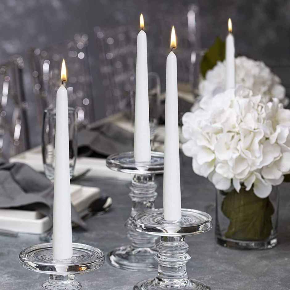Plain White Candles | Pack of 10 | Unscented | Home Utility | Pichai