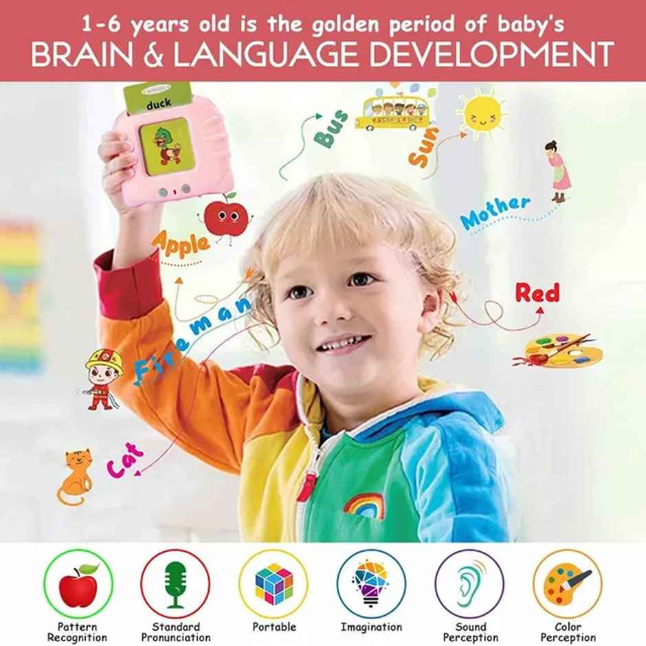 Wembley Talking Flash Cards Educational Learning Toy Machine For Kids Age 6 Yrs | 112 Cards-Pink