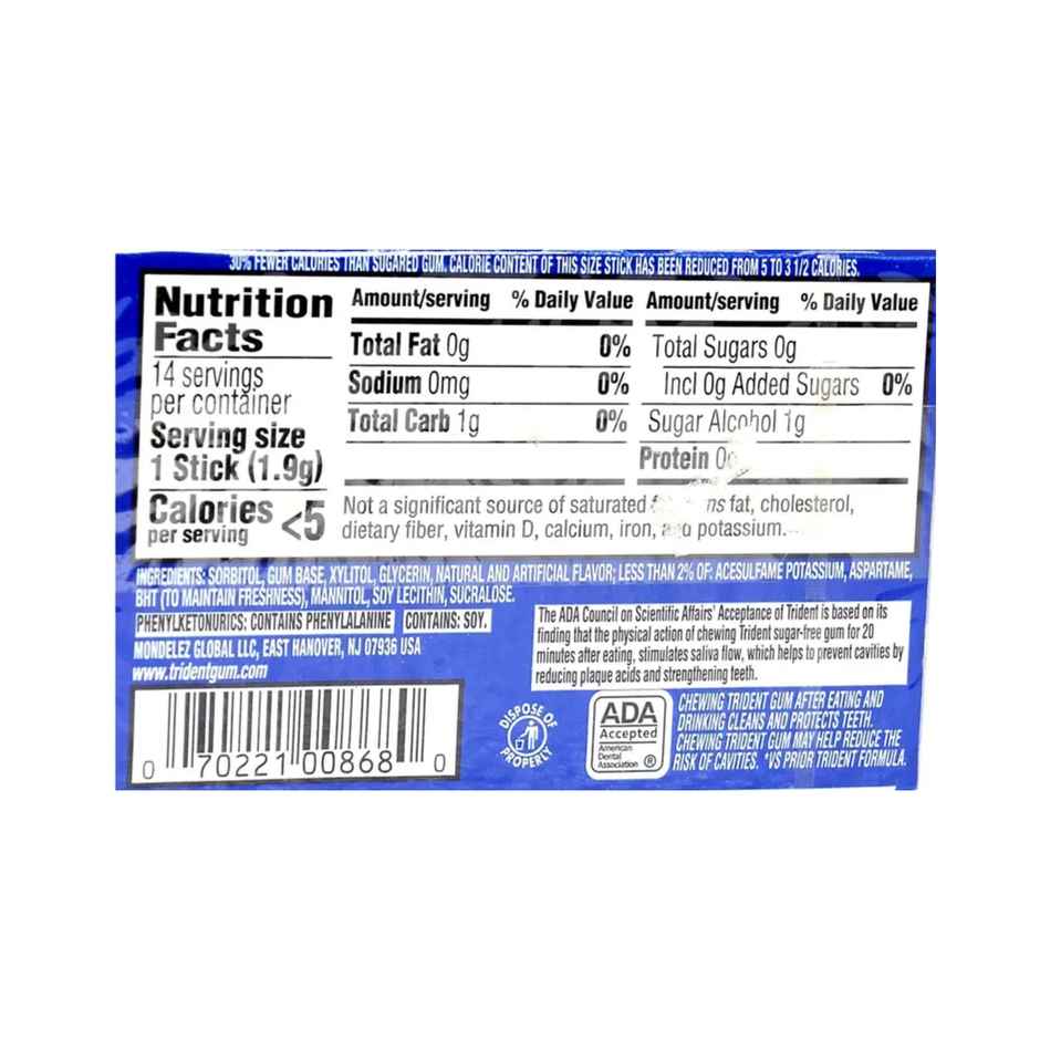 Trident Sugar Free Chewing Gum Original Flavor