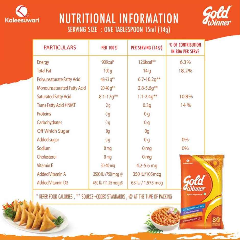 Gold Winner Refined Sunflower Oil (Pouch)(1 l), Aashirvaad Superior MP Whole Wheat Atta(5 kg) & Parrys White Label Sugar(1 kg) Combo