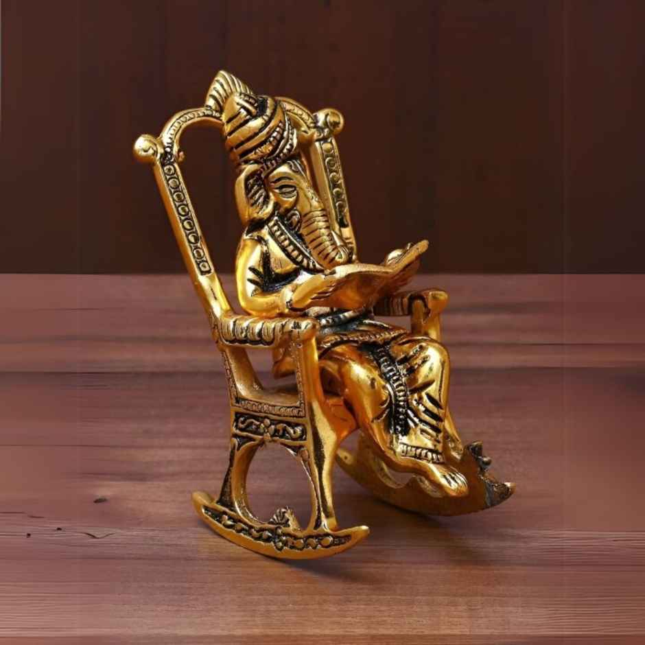 Diya Ganesh Ji with Tree Shape Mukut in Gold Polish | Devnidhi