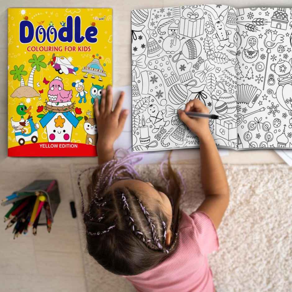Doodle Colouring for Kids - Yellow Edition - Kids Colouring Book | Creative Colouring Book for Kids
