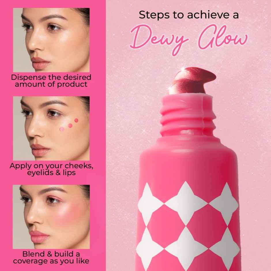 Just Herbs Halo Glow Liquid Dewy Radiance Pigmented Long Stay Blush Drops (Strawberry Dip)