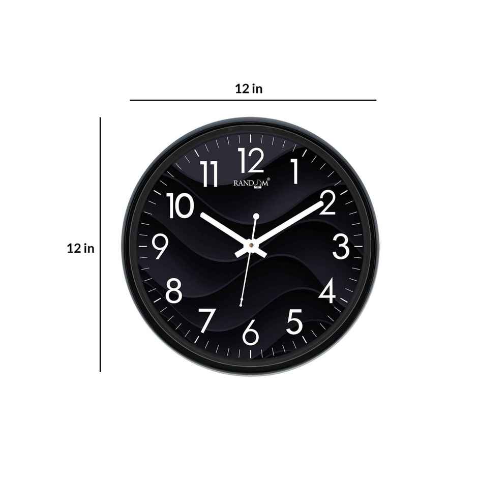 CasaCraft Pepperfry Wall Clock Black Plastic Round Quartz Movement Modern Design for Decor Home