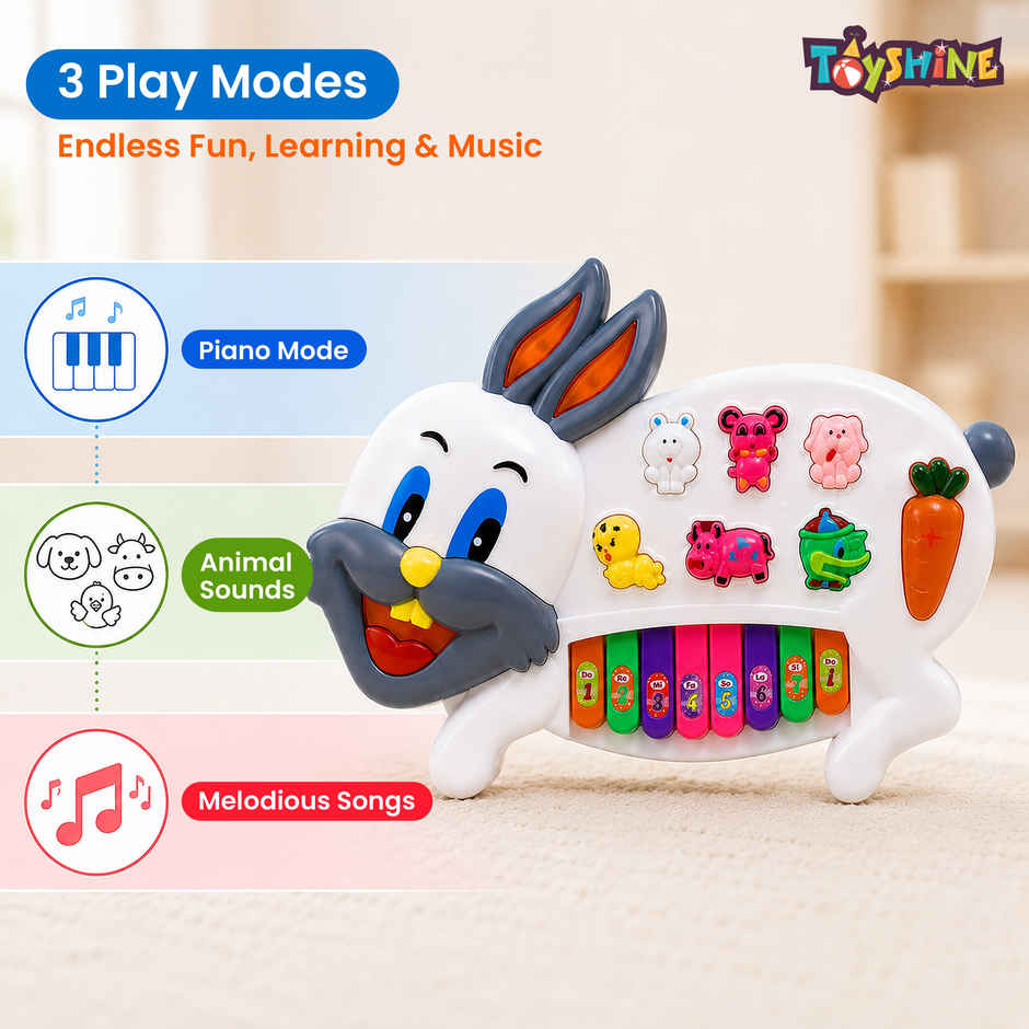 Toyshine Rabbits Musical Piano Musical Toy (Multicolor)