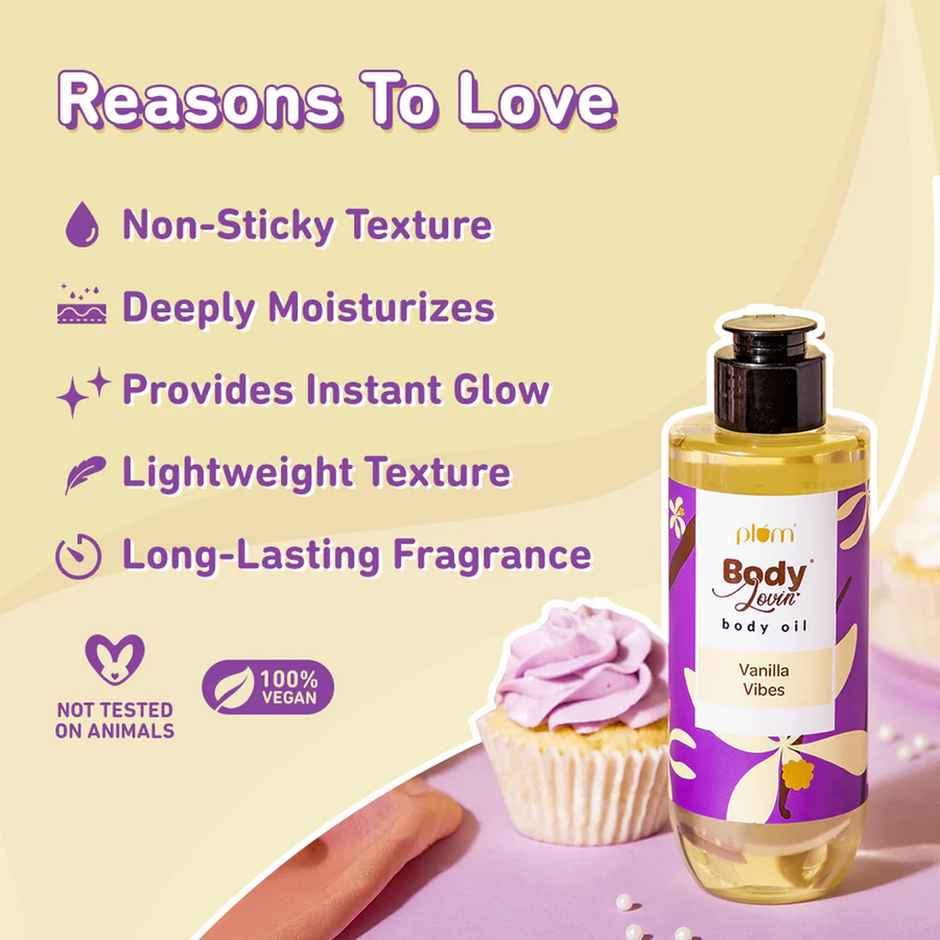 Plum Bodylovin Vanilla Vibes Body Oil Normal To Dry Skin Deep Moisturization Instant Glow