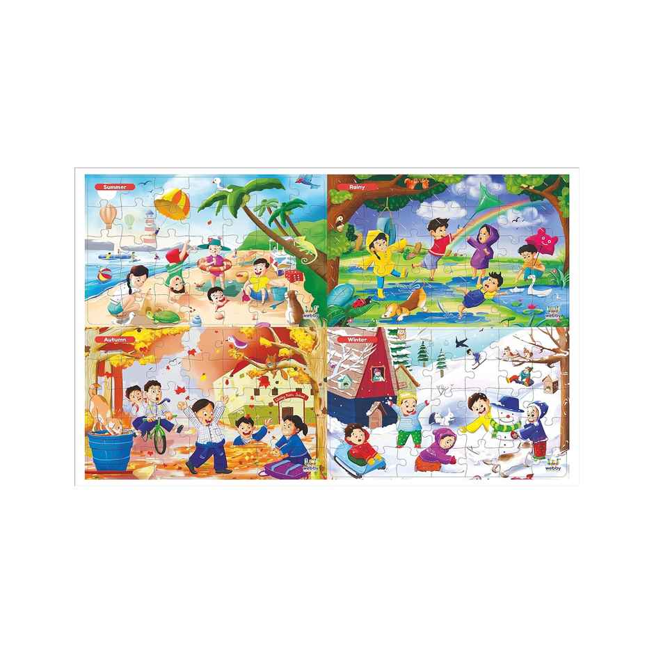 Webby Toys 4-In-1 Wooden Season Puzzle (Multicolour, 4+ years)