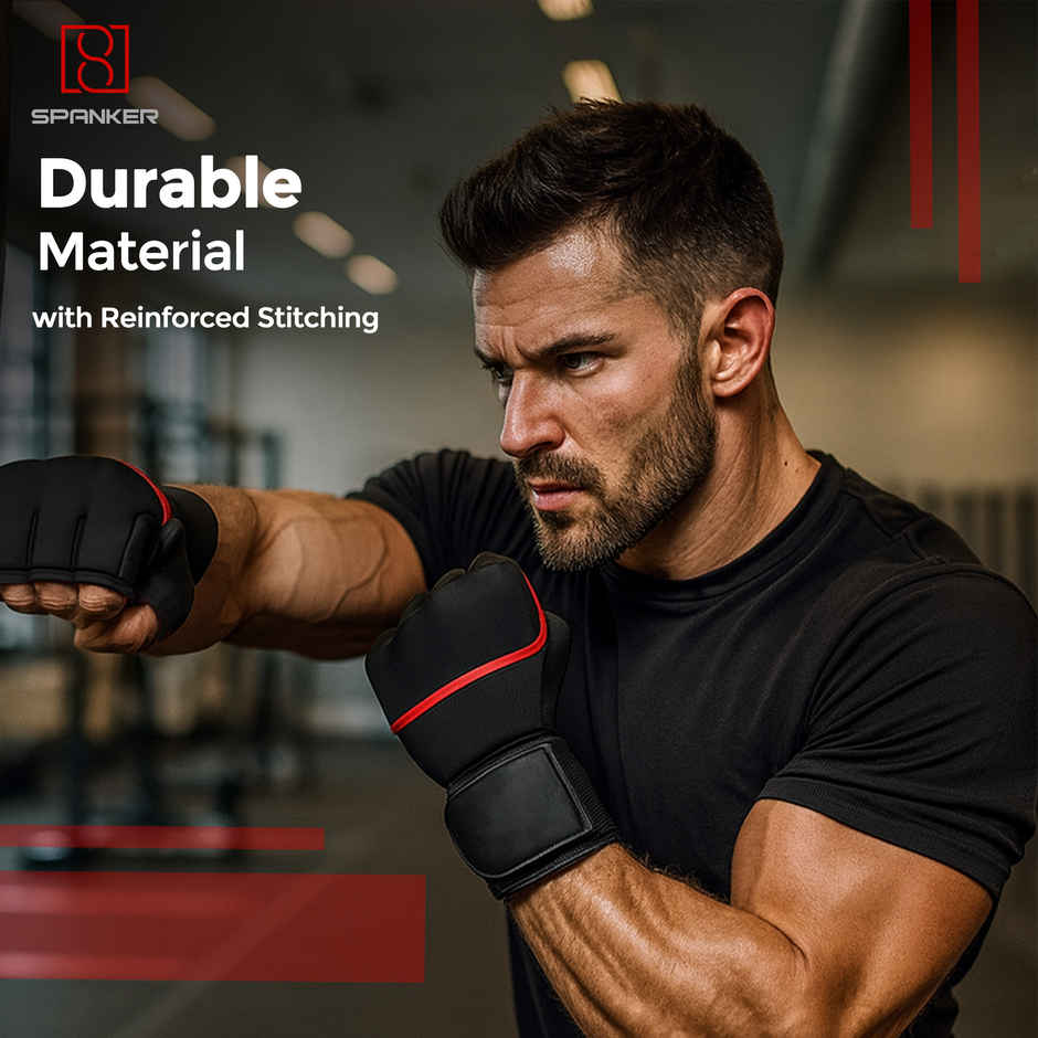 Spanker Sports Gym Gloves for Men, Half-Finger Workout Gloves with Wrist Support & Padded Palm