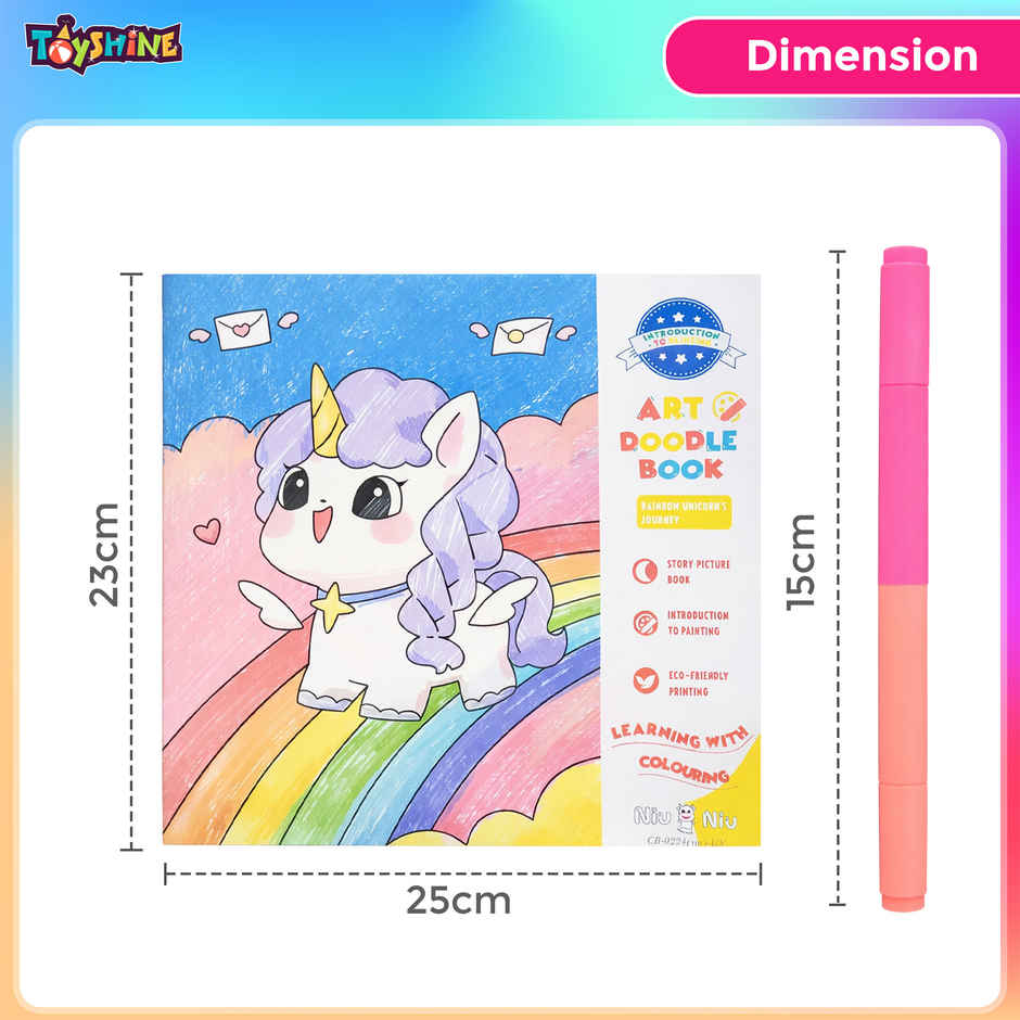 Toyshine Kids Art Doodle Colouring Book with Double Sided Sketch Pens Unicorn