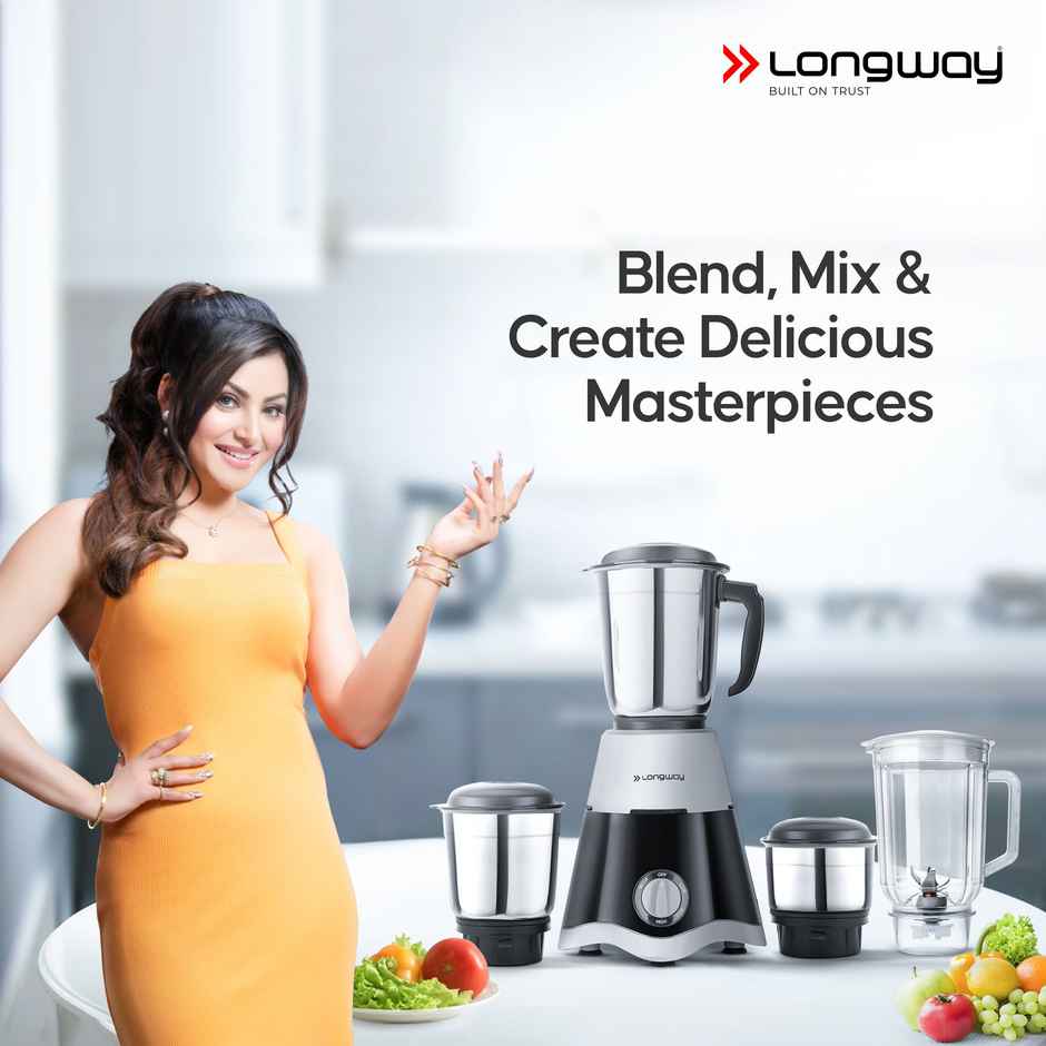 Super Dlx Up to 750W Max Output Juicer Mixer Grinder | 2 Years Warranty | 4 Jars | Black & Grey