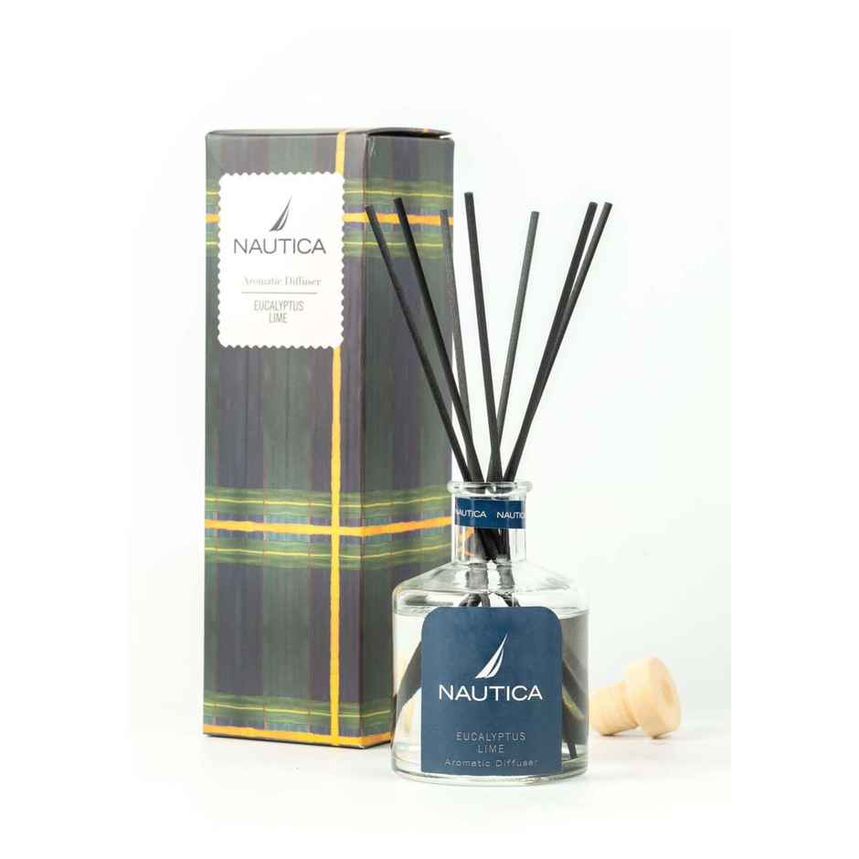 Nautica 100% Natural Aroma Oil Diffuser Set With 7 Reeds 1pc 150 ml Size Eucalyptus Lime-Natural