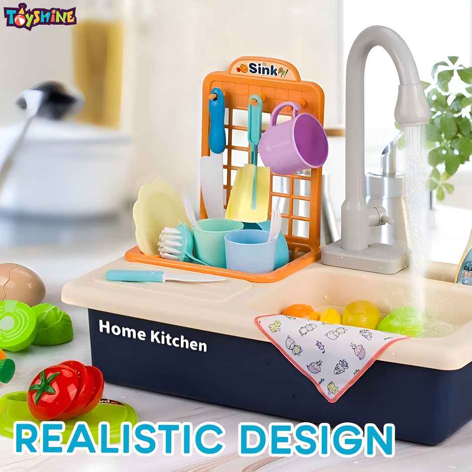 Toyshine Mist Spray Water Kitchen Playset Sink With Running Water, Blue