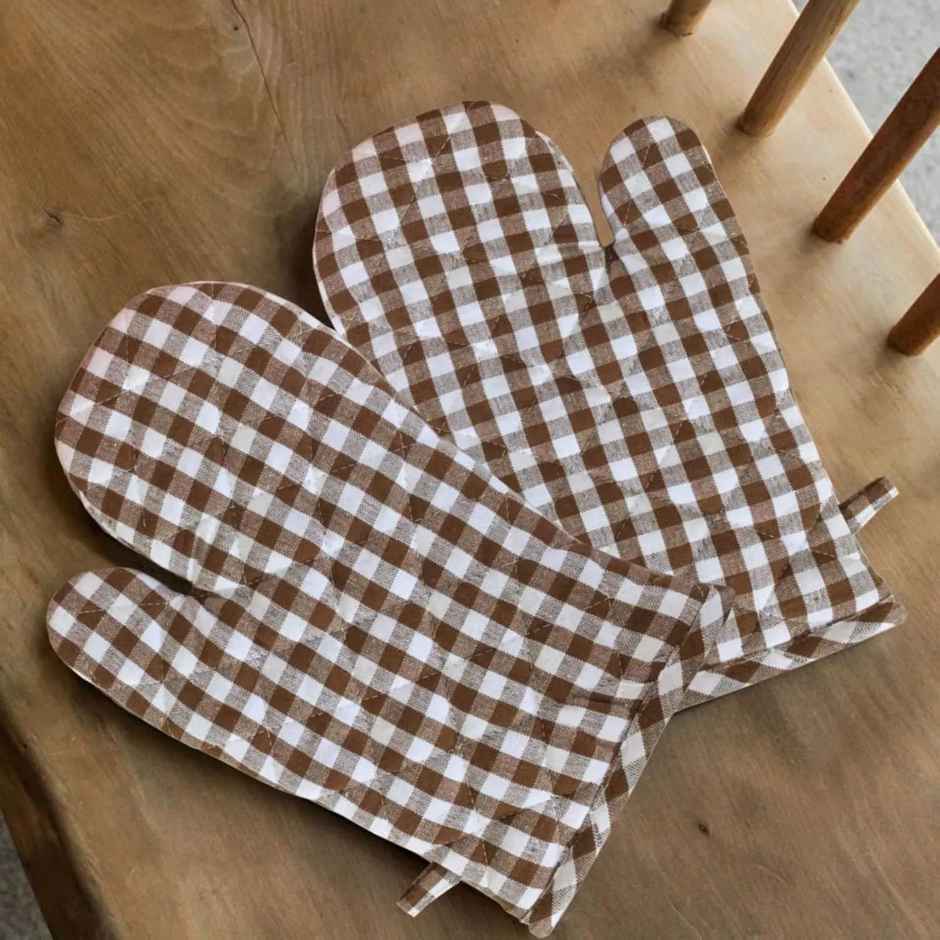 Lushomes Oven Gloves - Brown | Small Microwave Gloves | Kitchen Hand Gloves | 7 x 13 inch