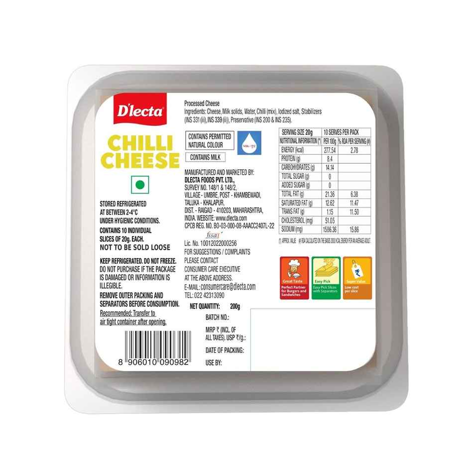 Dlecta Chilli Cheese Slices | Pack Of 10