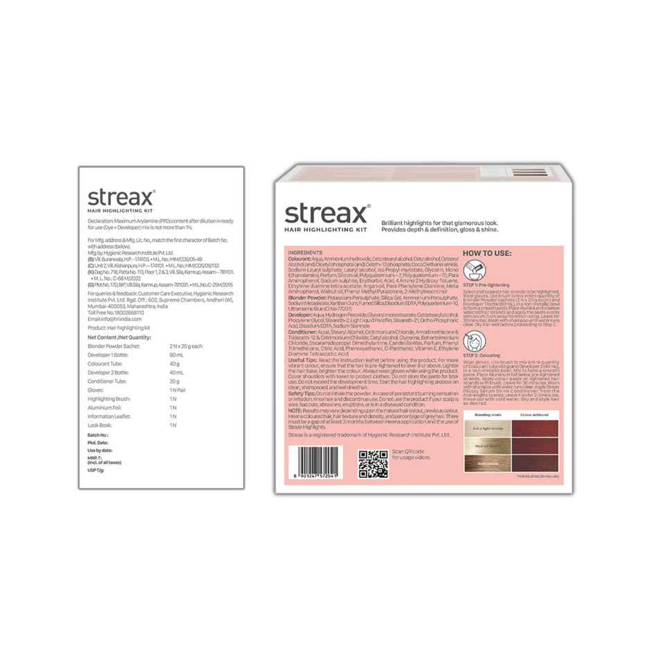 Streax Hair Colour Highlighting Kit Latte Brown For Women