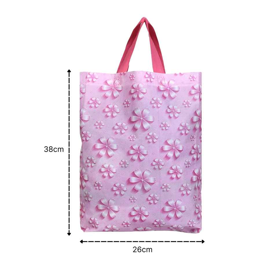 Kuber Industries Pack of 24 Non-Woven Carry Bags with Handles 26x11x38 cm | Eco-friendly | Pink