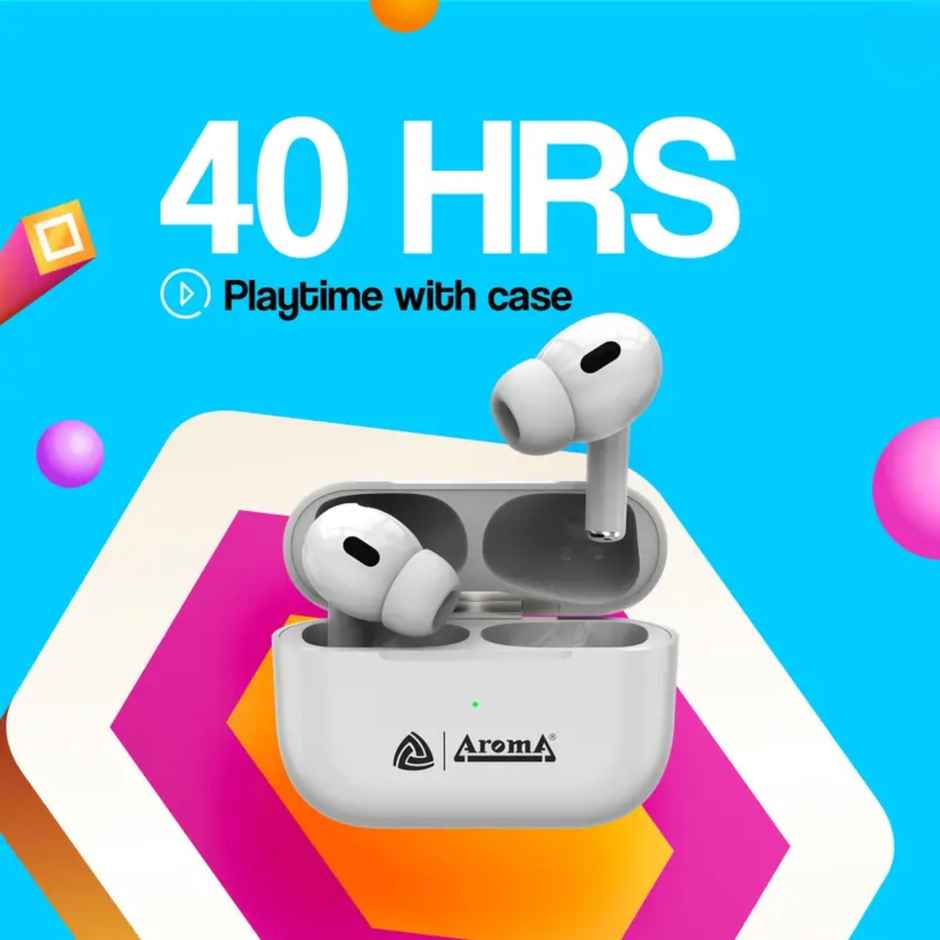 Aroma NB140 Ninja - 40 Hours Playback | TWS | Fast Charging | White ( Charging cable not included )