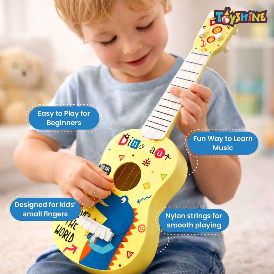 Toyshine 21 Dino Theme Guitar with Easy-to-Hold Strings for Kids