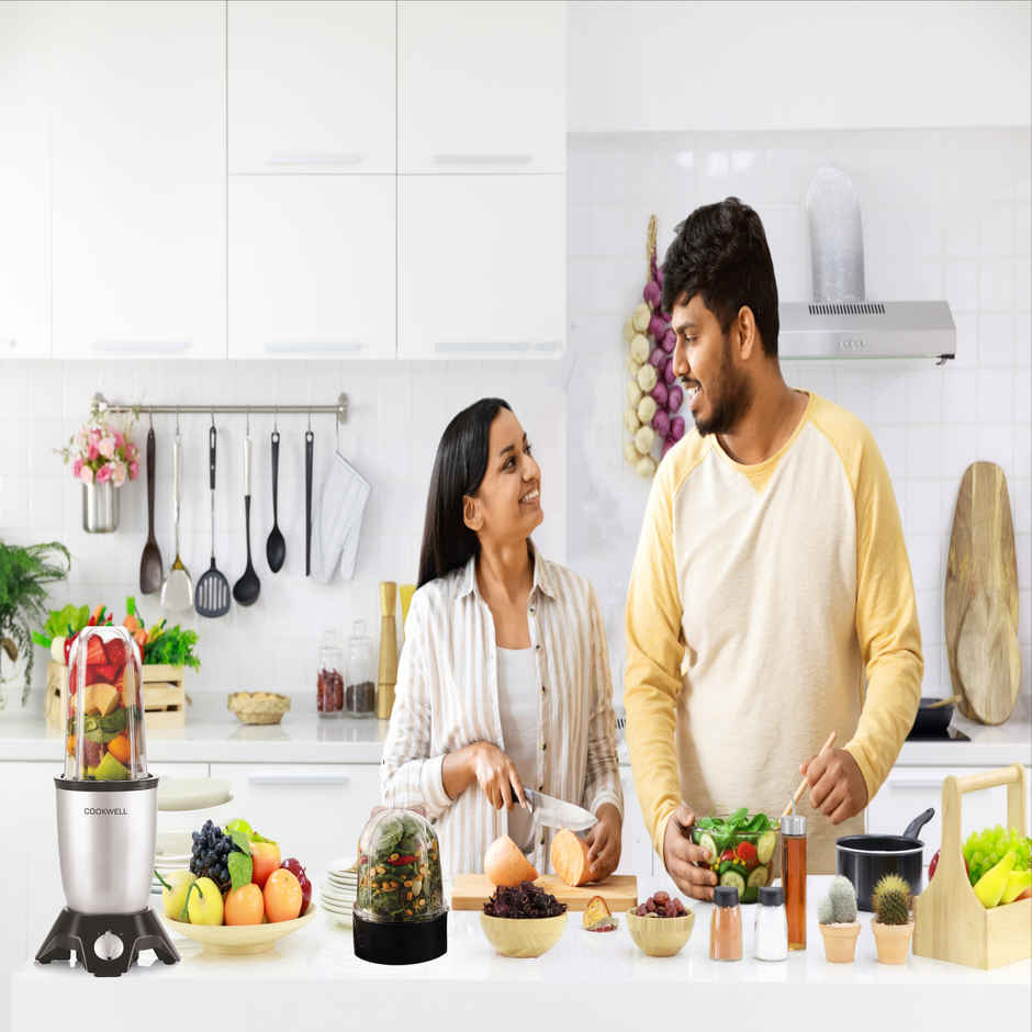 Cookwell Bullet  Juicer Mixer Grinder Nutri Blender 600W - 5 Jars & 3 Blades | Silver