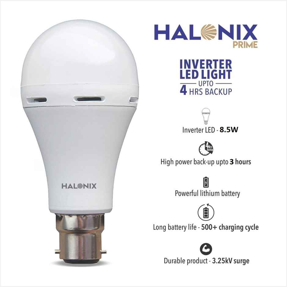Halonix 8.5W B22 Rechargeable Emergency Bulb