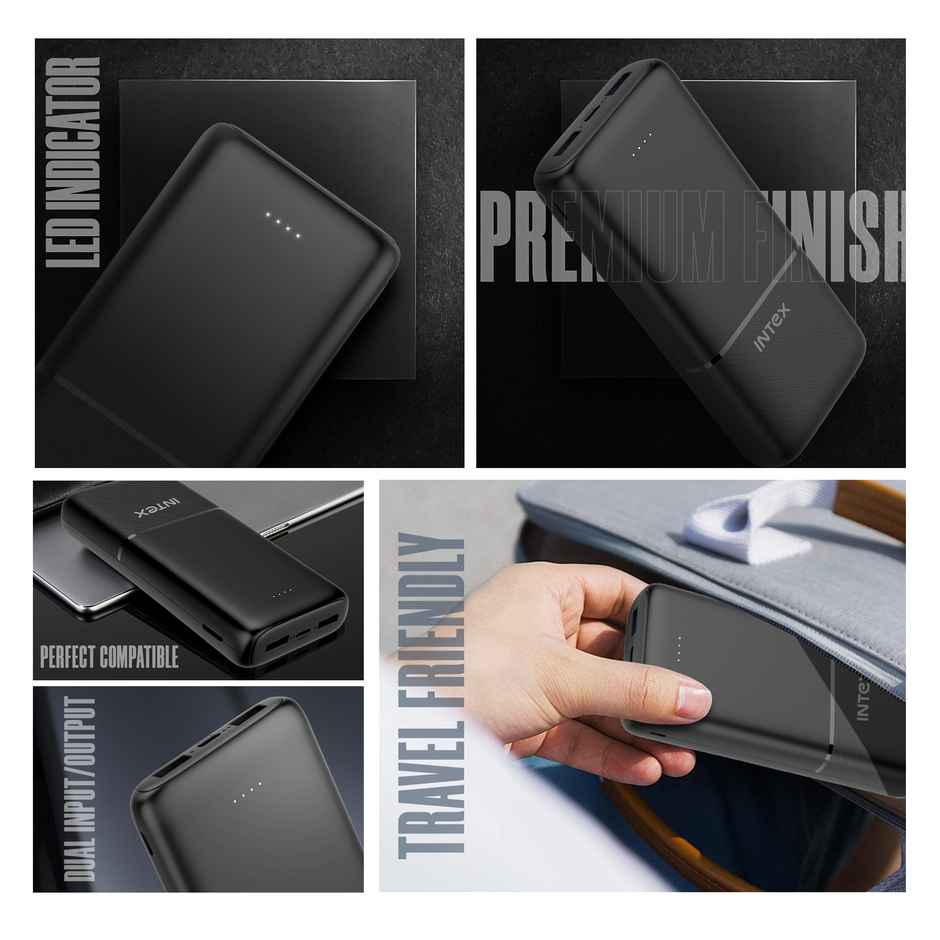Intex 20000 mAh 12 W Power Bank (Smokey Black, Lithium Polymer)