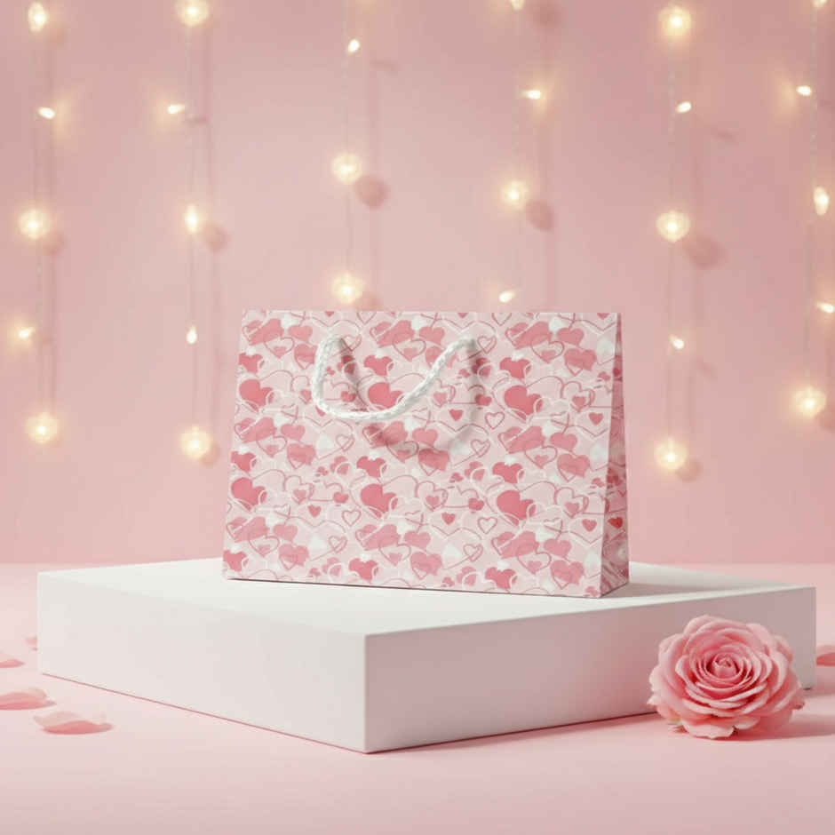 Pink Multi Heart Gift Bag | 14 x 10 inch | Mad Over Prints