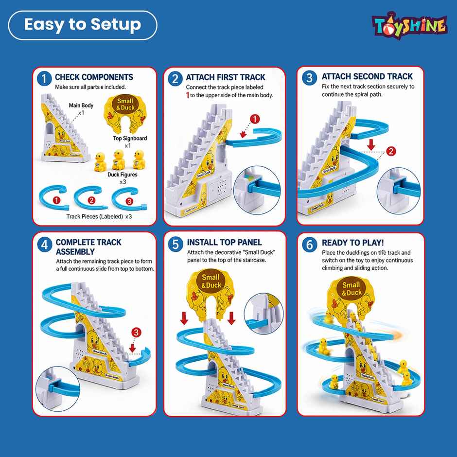Toyshine 3 Duck Slide Toy Set, Funny Automatic Stair Climbing Ducklings Cartoon Race Track Set