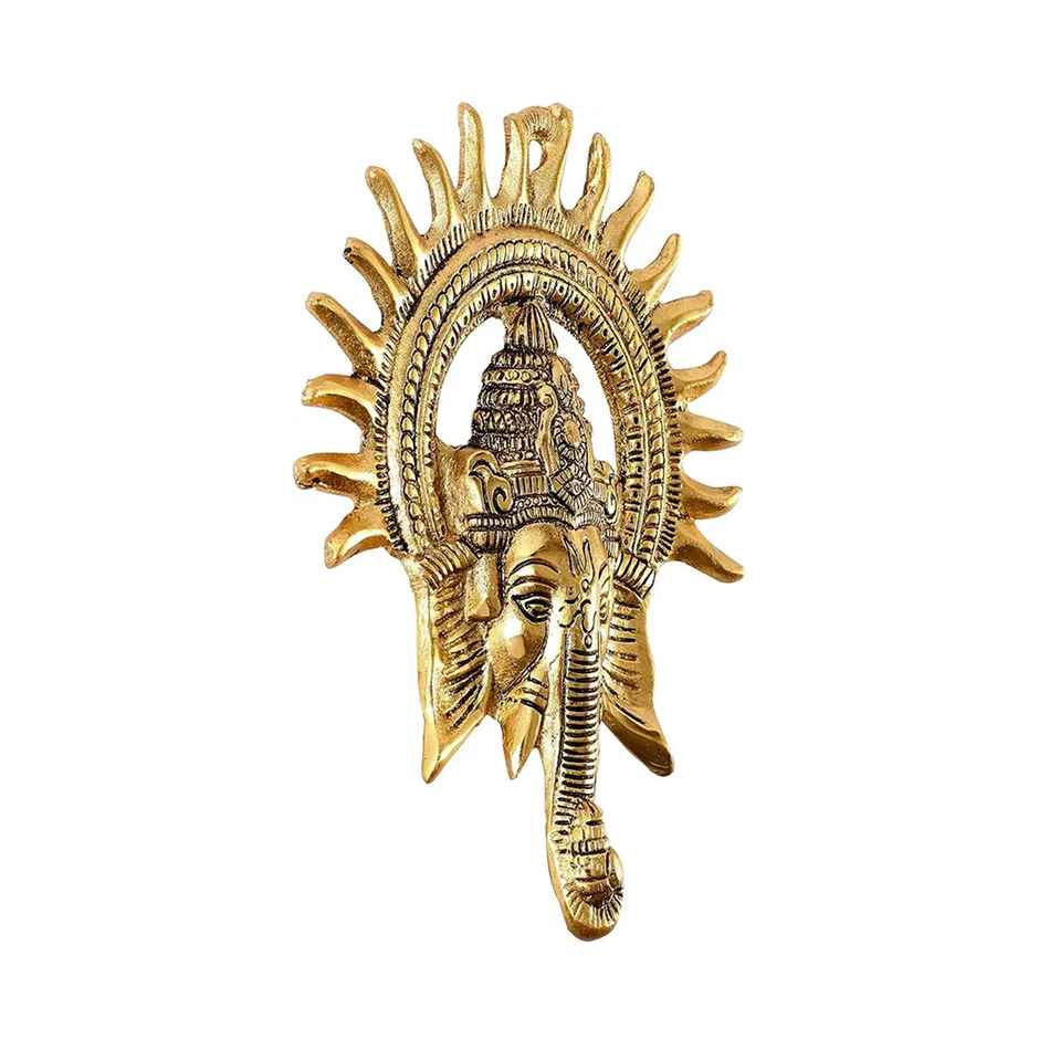 Ganesh Ji with Surya Mukut Wall Hanging in Gold Polish | Devnidhi