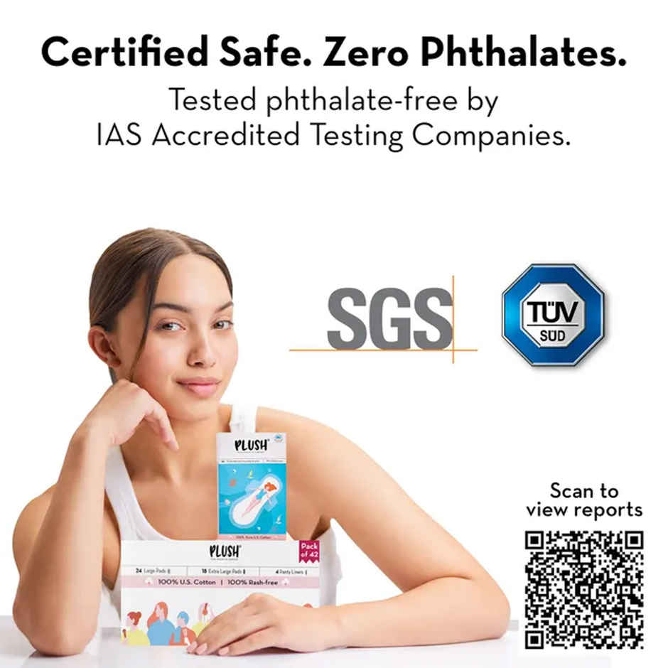 Plush Ultra Thin 24 XL + 18 XXL Sanitary Pads | Assorted Pack | Super Saver | 42 Pads