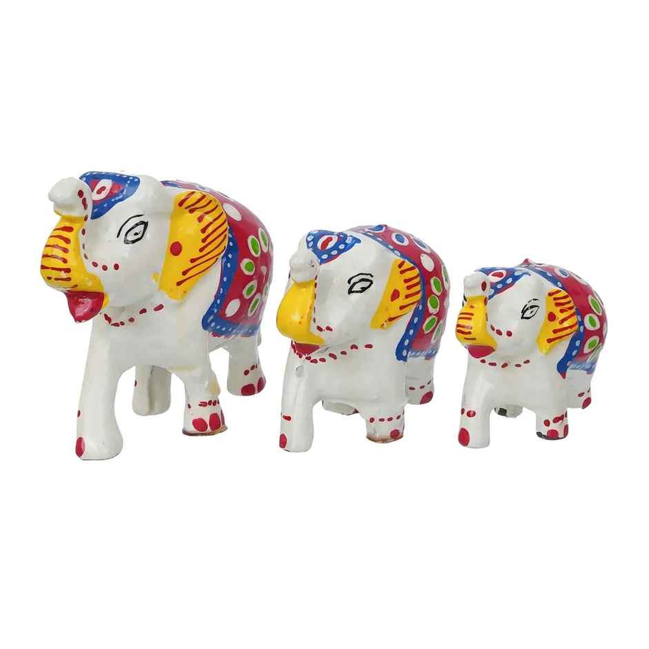 Casacraft Pepperfry Elephant Good Luck Figurine Set | Multicolor Handcrafted Showpieces For Home