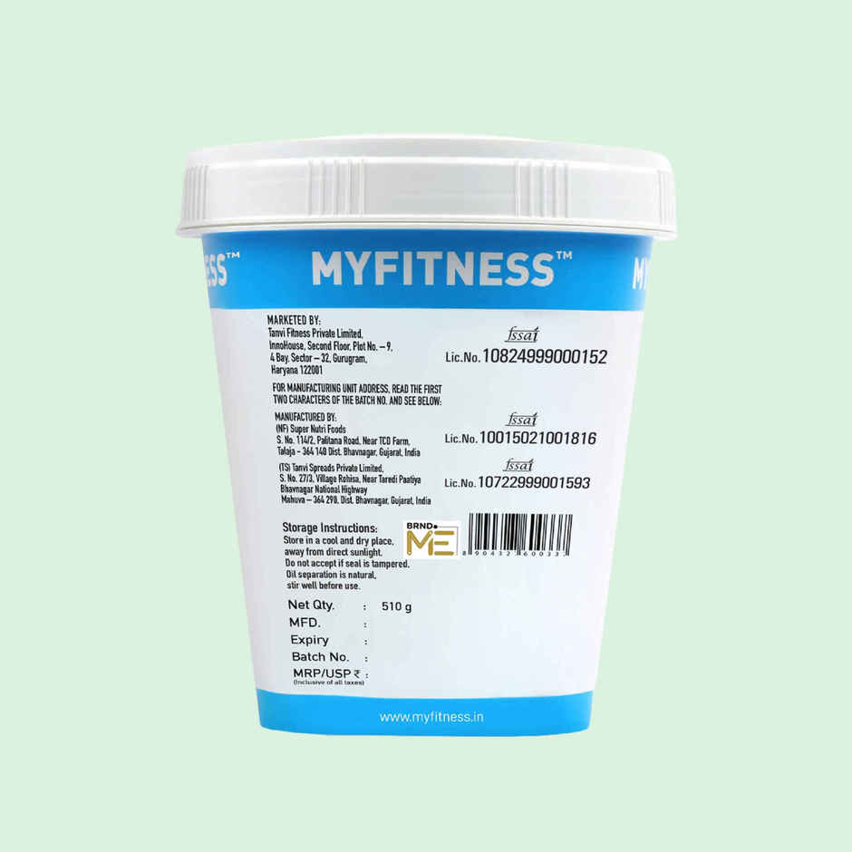 MyFitness All Natural Peanut Butter Crunchy Spread | No Sugar, High Protein