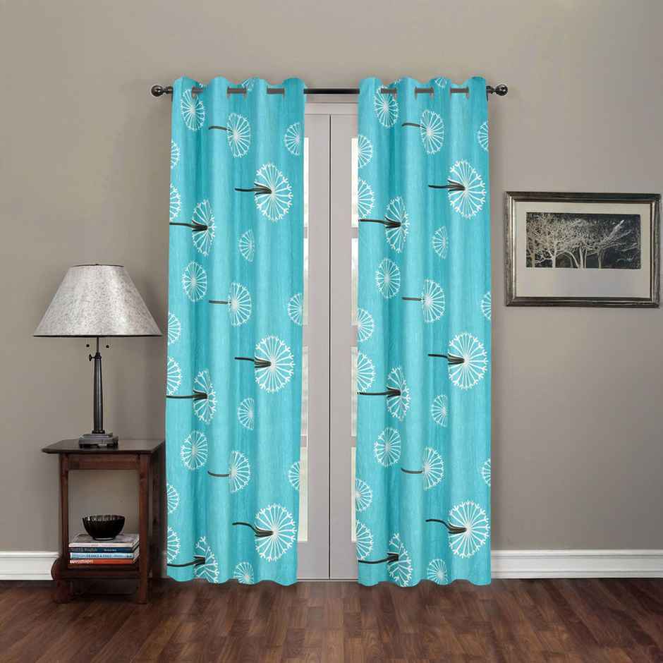 BAY6 Microfiber Cotton Door Curtains - Set of 2 - (8x4 ft) - Light Blue